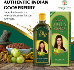 DABUR Amla Gold Hair Oil Ulei de Amla Gold Migdale Henna 300ml - Img 3