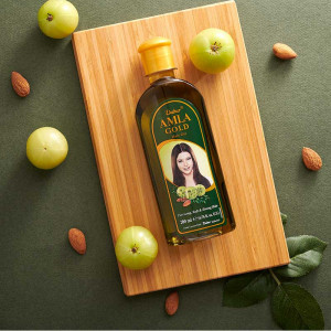 DABUR Amla Gold Hair Oil Ulei de Amla Gold Migdale Henna 300ml - Img 5