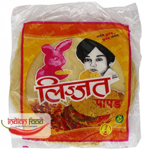 Lijjat Urid Plain Papad - Snacks Indian 200g Dim.7"