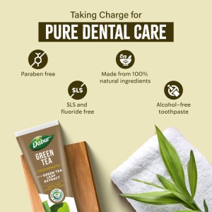 Dabur Organic Green Tea Toothpaste – 100ml - Img 4