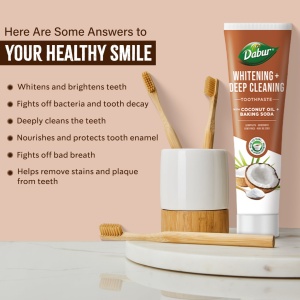 Dabur Organic Coconut Oil & Baking Soda Toothpaste – 100ml - Img 3
