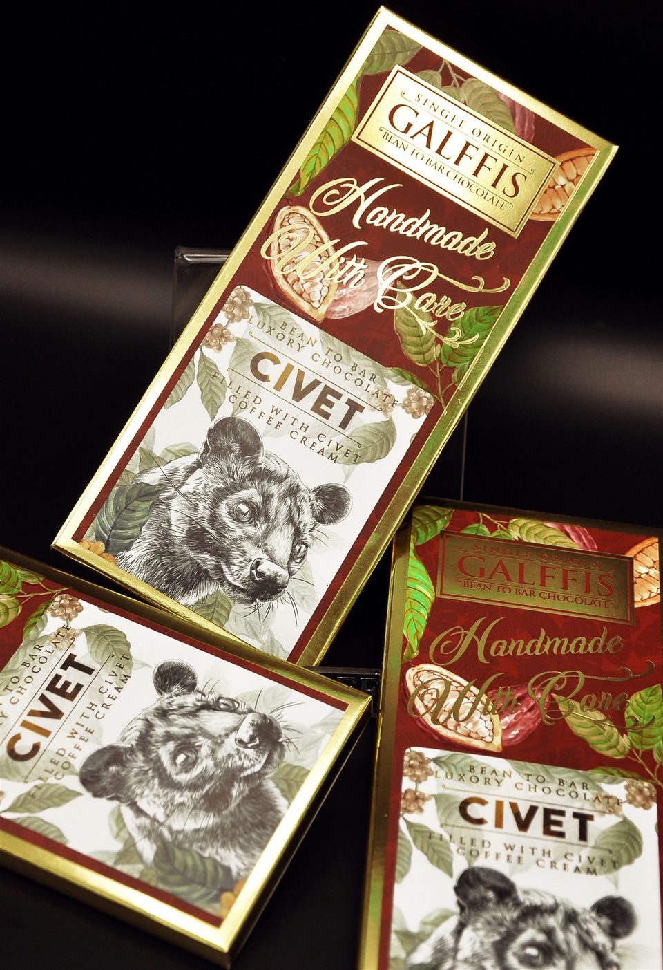 Un ambalaj de odinioară al ciocolatei cu cafea GALFFIS CIVET — 1