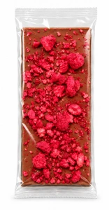 Ciocolată rustică GALFFIS cu lapte cu zmeură liofilizată, 100 g – personalizabilă