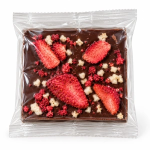 Ciocolată rustică GALFFIS neagră cu căpșuni și portocale, 50 g – personalizabilă