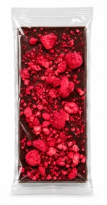 Ciocolată rustică GALFFIS neagră cu zmeură liofilizată, 100 g – personalizabilă