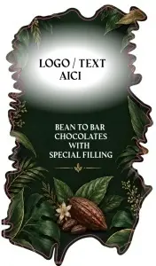 Suprafața personalizabilă pentru ciocolată cu umplutură – șablon tehnic, logo / text