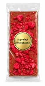 Ciocolată rustică GALFFIS cu lapte cu zmeură liofilizată, 100 g – personalizabilă – ilustrație, suprafață personalizabilă