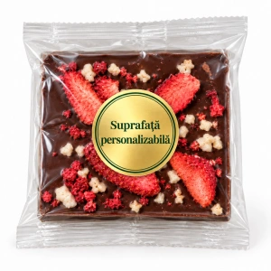 Ciocolată rustică GALFFIS neagră cu căpșuni și portocale, 50 g – personalizabilă – ilustrație, suprafață personalizabilă