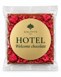 HOTEL Welcome chocolate GALFFIS, 50 g – ciocolată cu lapte și zmeură, ambalaj individual