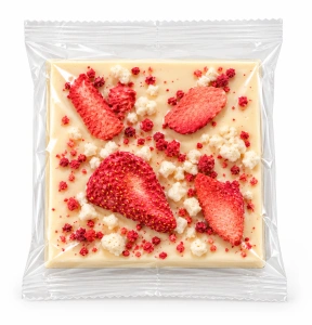 Ciocolată rustică GALFFIS albă cu căpșuni și portocale, 50 g – personalizabilă