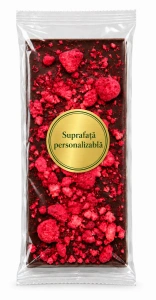 Ciocolată rustică GALFFIS neagră cu zmeură liofilizată, 100 g – personalizabilă – ilustrație, suprafață personalizabilă