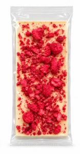 Ciocolată rustică GALFFIS albă cu zmeură liofilizată, 100 g – personalizabilă