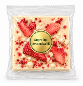 Ciocolată rustică GALFFIS albă cu căpșuni și portocale, 50 g – personalizabilă – ilustrație, suprafață personalizabilă
