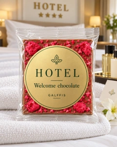 HOTEL Welcome chocolate GALFFIS – ciocolată cu lapte și zmeură, 50 g