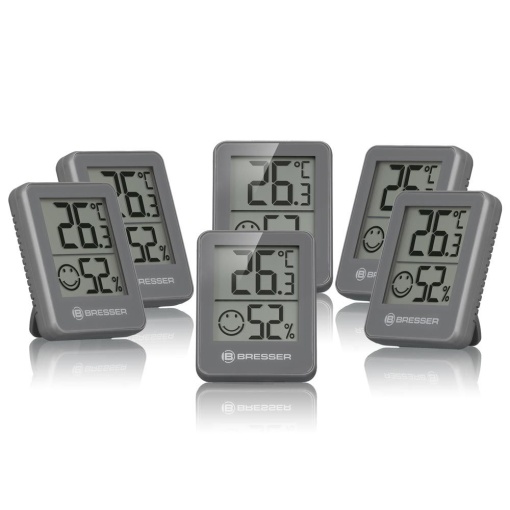 Set 6 statii meteo Bresser Temeo Hygro Indicator 7000015, termometru, higrometru, gri