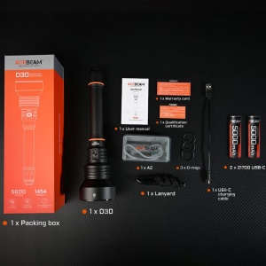 Lanterna profesionala pentru scufundari Acebeam D30 Black, 5600 lumeni, 1454 m - Img 3
