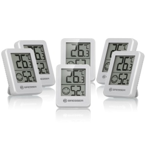 Set 6 statii meteo Bresser Temeo Hygro Indicator 7000015, termometru, higrometru, alb