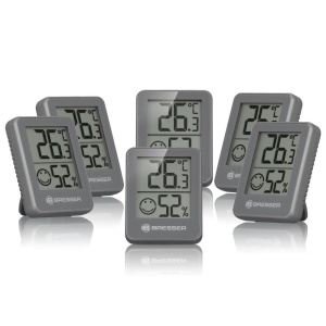 Set 6 statii meteo Bresser Temeo Hygro Indicator 7000015, termometru, higrometru, gri