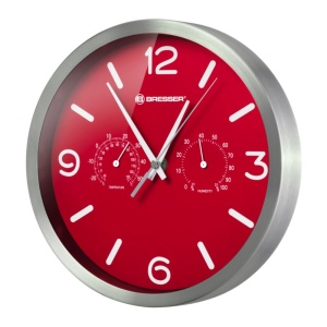 Ceas de perete Bresser MyTime 8020315E8G000, termometru, rosu