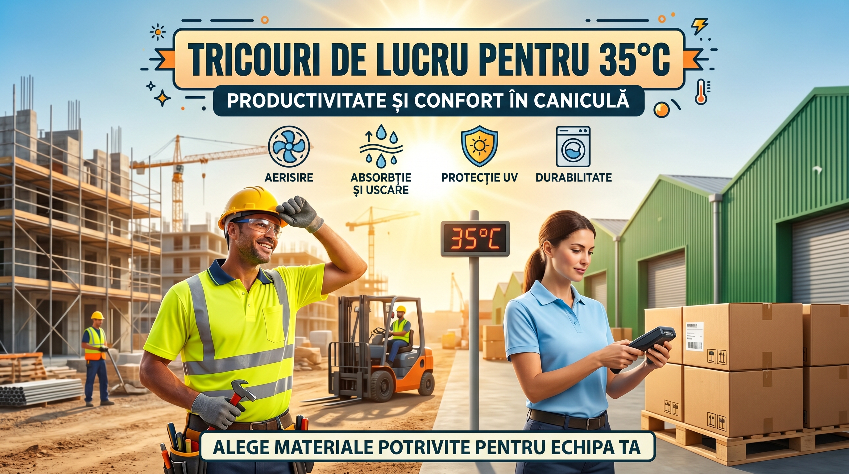 Vrei ca angajatii sa fie productivi si la 35°C? Descopera materialele potrivite pentru tricourile de lucru ale oamenilor din subordine - ProtectStore