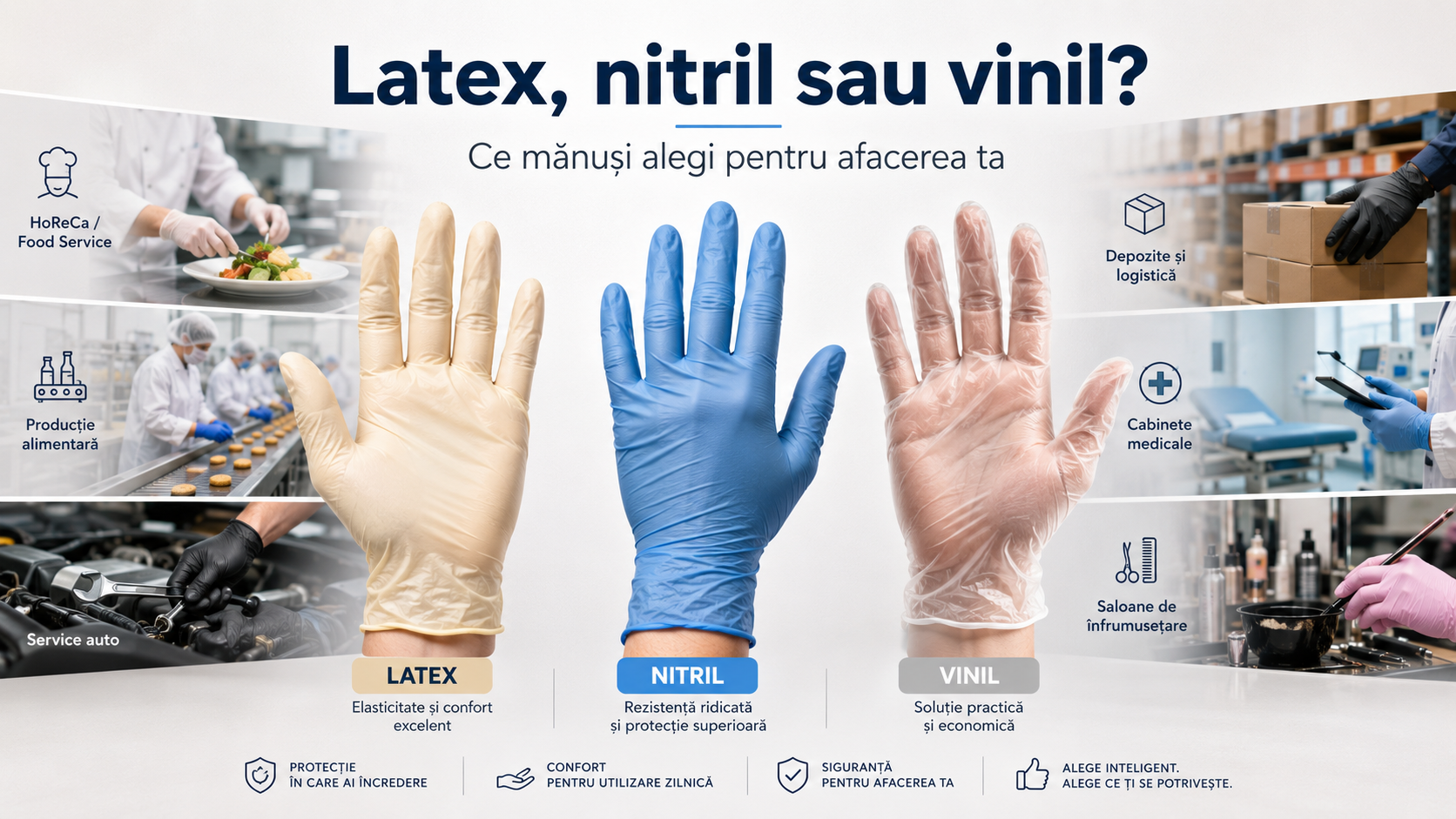 Latex, nitril sau vinil, ce manusi alegi pentru afacerea ta? | ProtectStore