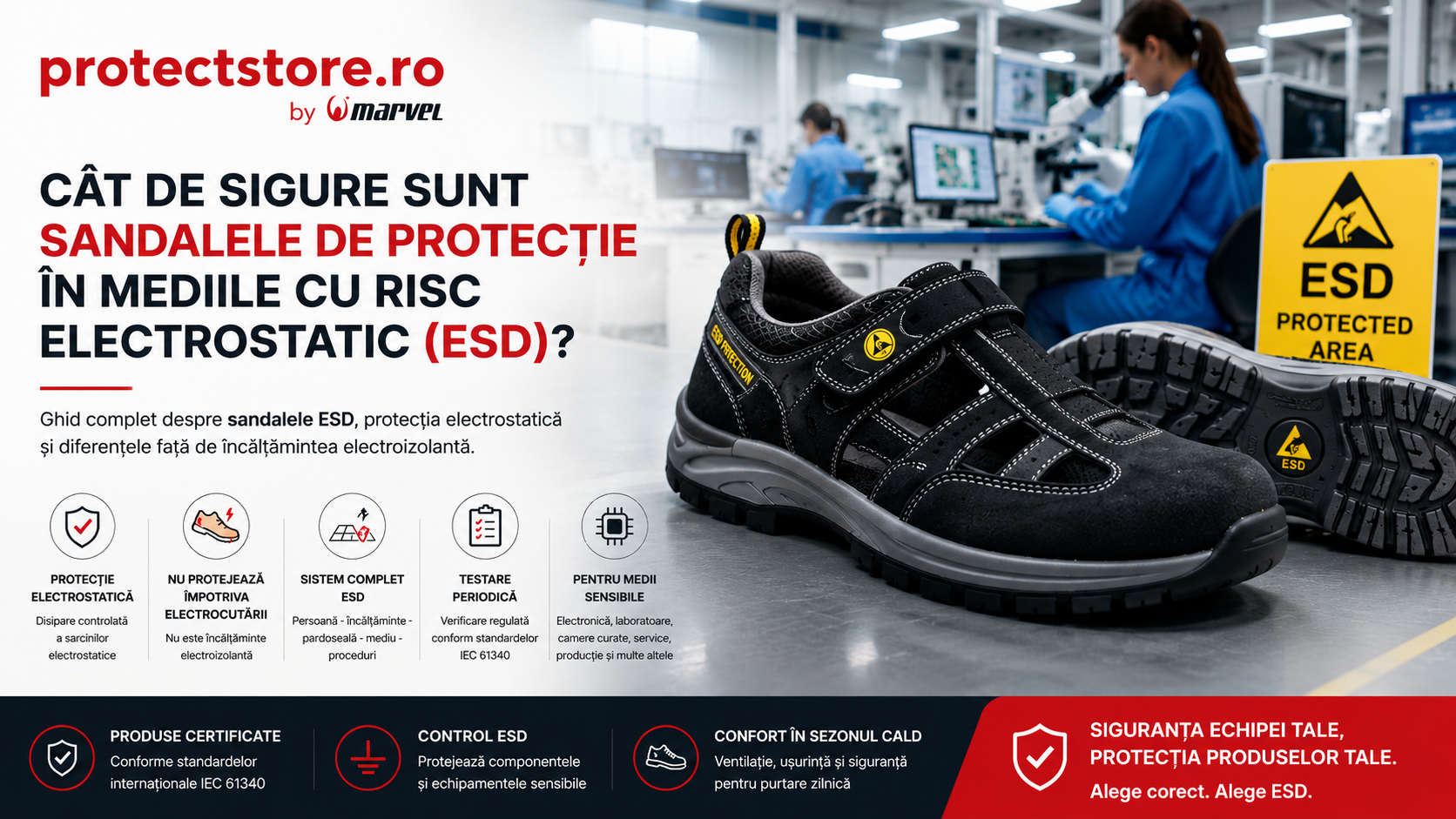 Cat de sigure sunt sandalele de protectie in mediile cu risc electrostatic (ESD)? | ProtectStore