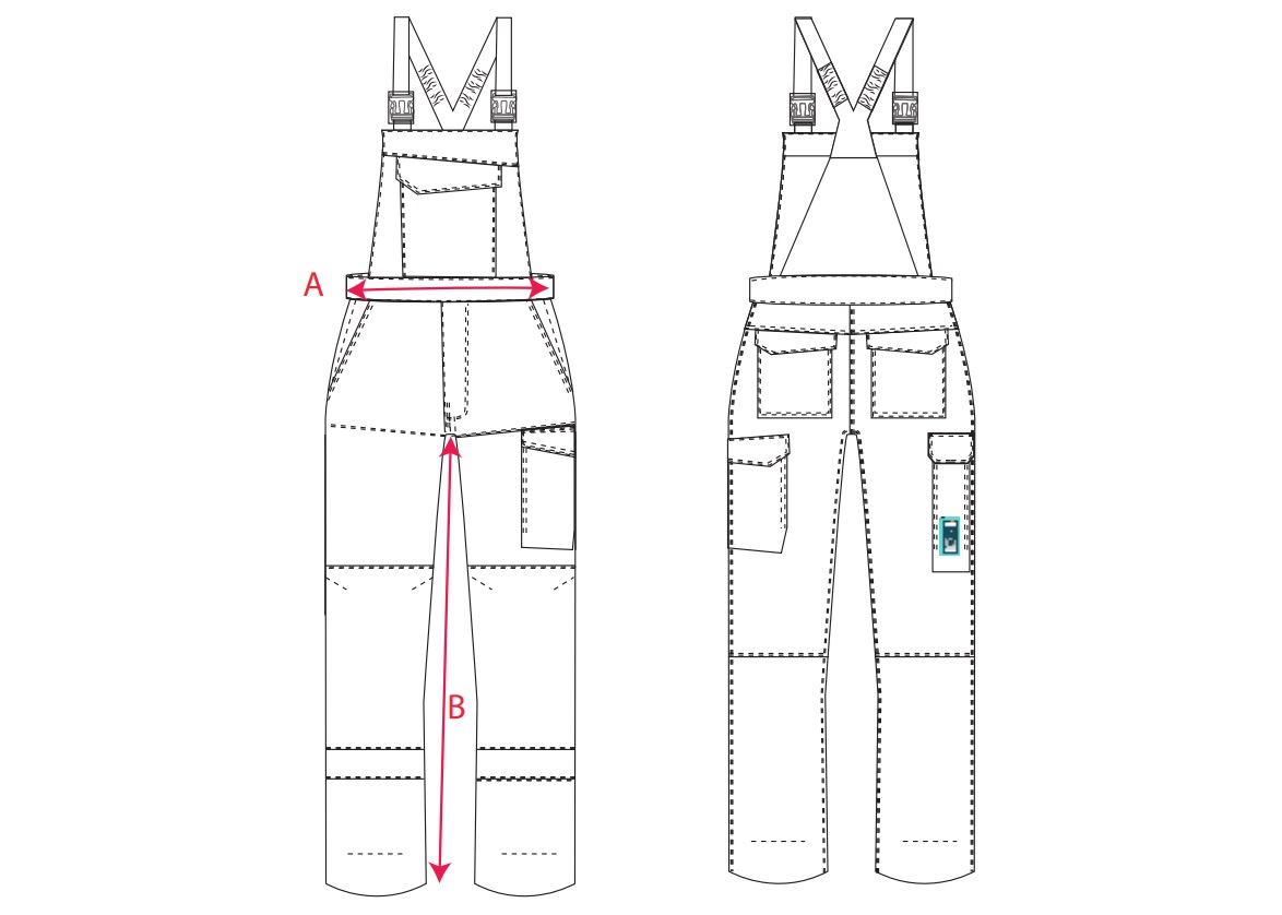 Ghid masuratori pantaloni cu pieptar FR418