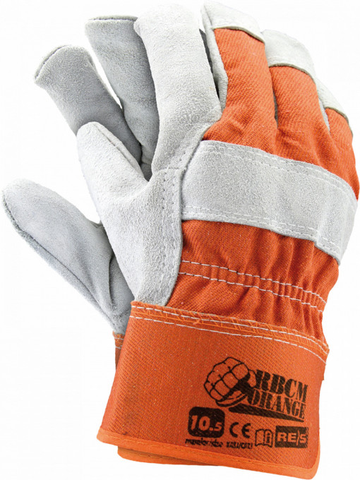 Manusi de lucru intarite cu piele de bovina RBCMORANGE, 12/set