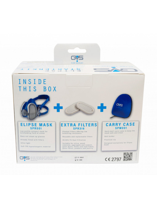 Kit de protectie Elipse P3, semimasca cu filtre P3(R) HESPA si gentuta
