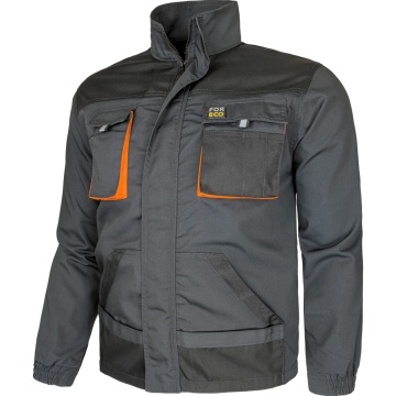 Costum de lucru ForWork – Jacheta si pantaloni cu întărituri, gri-portocaliu - Img 4