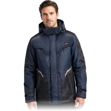 Jacheta de lucru de iarna ASTRAL, lunga, pentru barbati, captusita cu fleece, gluga detasabila, poliester cu strat PU, elemente reflectorizante