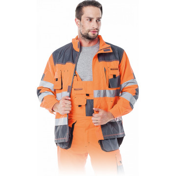 Jacheta de lucru Hi-Vis FORMEN, cu benzi reflectorizante, material fluorescent, sistem de ventilatie si buzunare multiple - Img 3