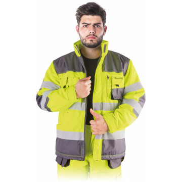 Jacheta de protectie vatuita Formen Winter, HiVis, benzi reflectorizante, poliester si bumbac