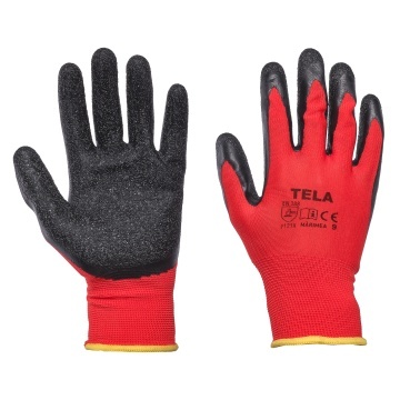 Manusi de protectie Pack-Tela, poliester cu latex poros, 12 perechi/set