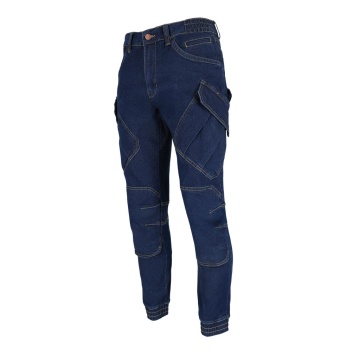 Pantaloni de lucru in talie JEANS610-T, denim cu elastan, buzunare pentru genunchiere, talie elastica si elemente reflectorizante - Img 5