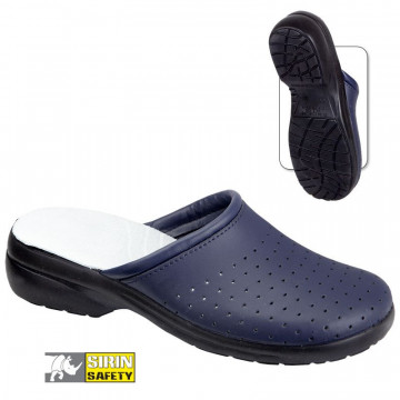 Saboti de lucru Stela Blu O1 FO SRA, fara bareta, din piele, fara bombeu, bleumarin - Img 2