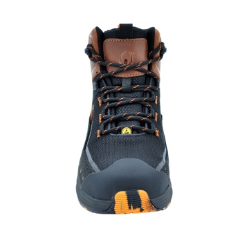 Bocanci de protectie Elite S3S ESD SC SR FO, cu bombeu din fibra de sticla, piele Crazy Horse, insertii Oxford, lamela antiperforatie, negru/maro - Img 6