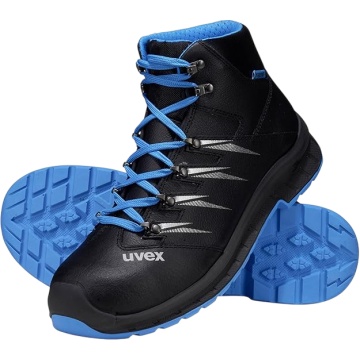 Bocanci de protectie UVEX 2 Trend S3 SRC, cu bombeu metalic, antiderapanti, piele, negru/albastru - Img 2