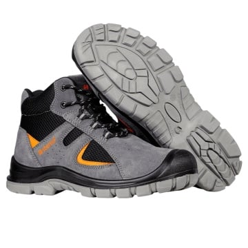 Bocanci protectie cu bombeu metalic, Kastor 2.0 Grey Mid S1, piele velur, gri, cu protectie la glezna - Img 3