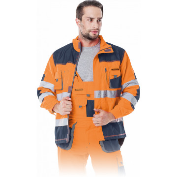 Jacheta de lucru Hi-Vis FORMEN, cu benzi reflectorizante, material fluorescent, sistem de ventilatie si buzunare multiple - Img 4
