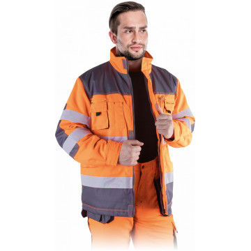 Jacheta de protectie vatuita Formen Winter, HiVis, benzi reflectorizante, poliester si bumbac - Img 1