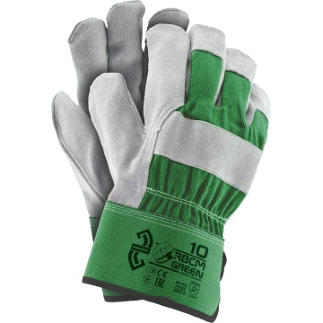 Manusi de lucru intarite cu piele de bovina RBCMGREEN, 12/set