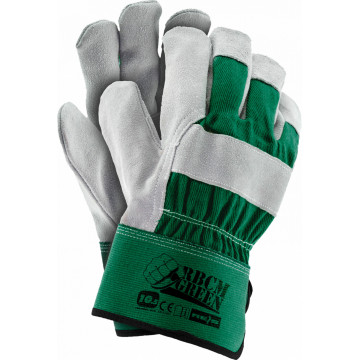 Manusi de lucru intarite cu piele de bovina RBCMGREEN, 12/set