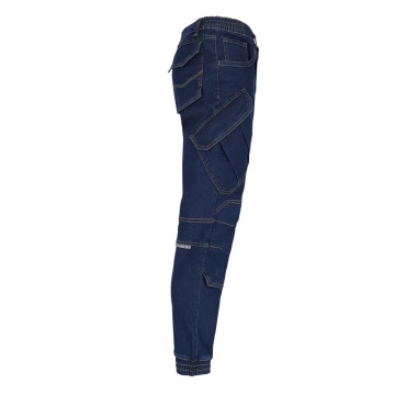 Pantaloni de lucru in talie JEANS610-T, denim cu elastan, buzunare pentru genunchiere, talie elastica si elemente reflectorizante - Img 2
