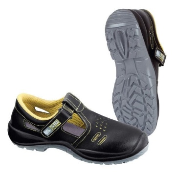 Sandale de protectie usoare Dara New S1 SRC, piele de bovina, bombeu nemetalic, barete cu scai Velcro, antiderapante, vara, negre
