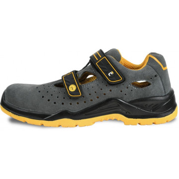 Sandale de protectie Yuwill MF ESD S1P SRC, piele de nubuc perforata, cu bombeu compozit, talpa antiderapanta, gri