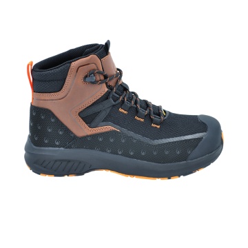 Bocanci de protectie Elite S3S ESD SC SR FO, cu bombeu din fibra de sticla, piele Crazy Horse, insertii Oxford, lamela antiperforatie, negru/maro - Img 3
