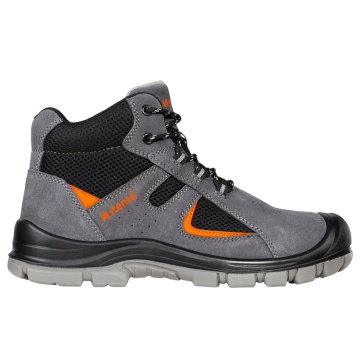 Bocanci protectie cu bombeu metalic, Kastor 2.0 Grey Mid S1, piele velur, gri, cu protectie la glezna