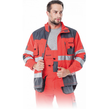Jacheta de lucru Hi-Vis FORMEN, cu benzi reflectorizante, material fluorescent, sistem de ventilatie si buzunare multiple - Img 5