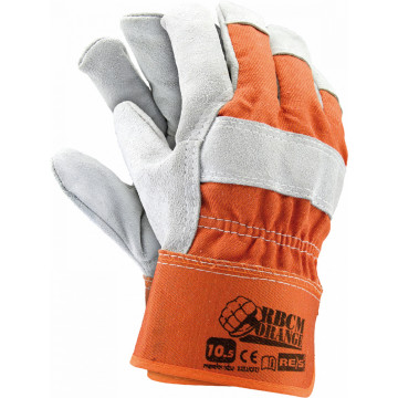 Manusi de lucru intarite cu piele de bovina RBCMORANGE, 12/set